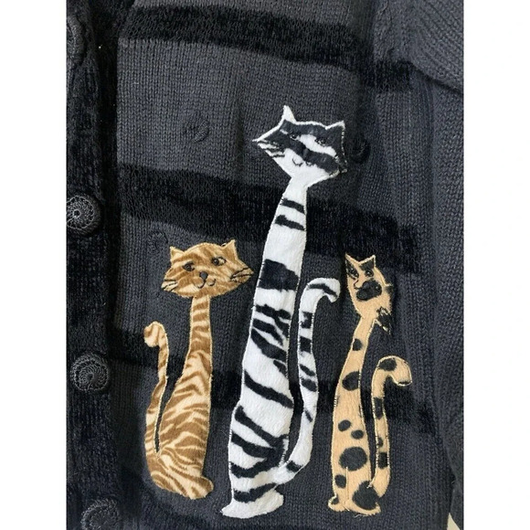 Vintage Victoria Harbour Cat Themed Cardigan Sweater Size S (Q4) - Picture 3 of 6